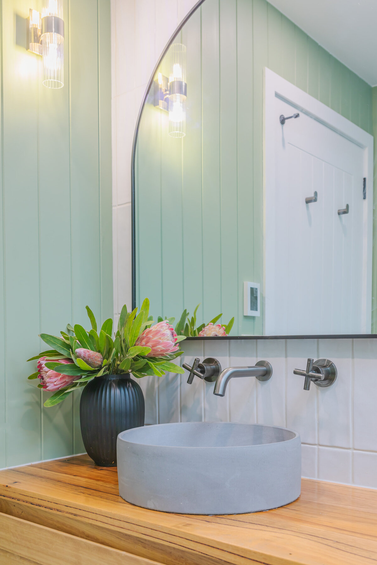 Elegant styling in new bathroom of custom built home