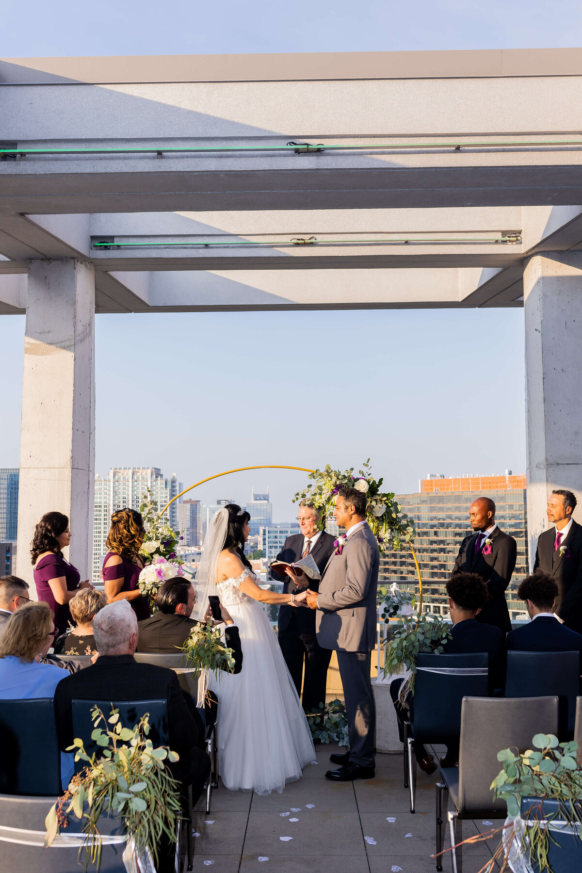 wedding ceremony on the rooftop of The Aertson hotel, Nashville