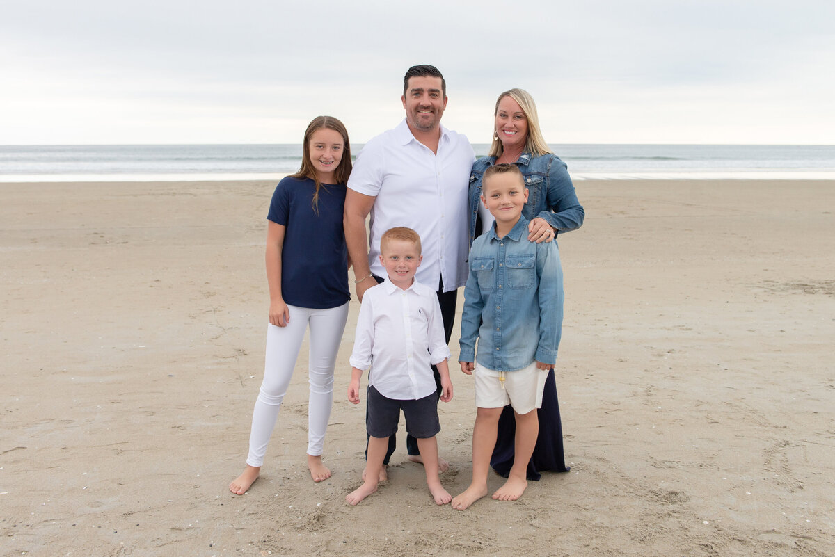 Family portrait on the beach in Southern Maine