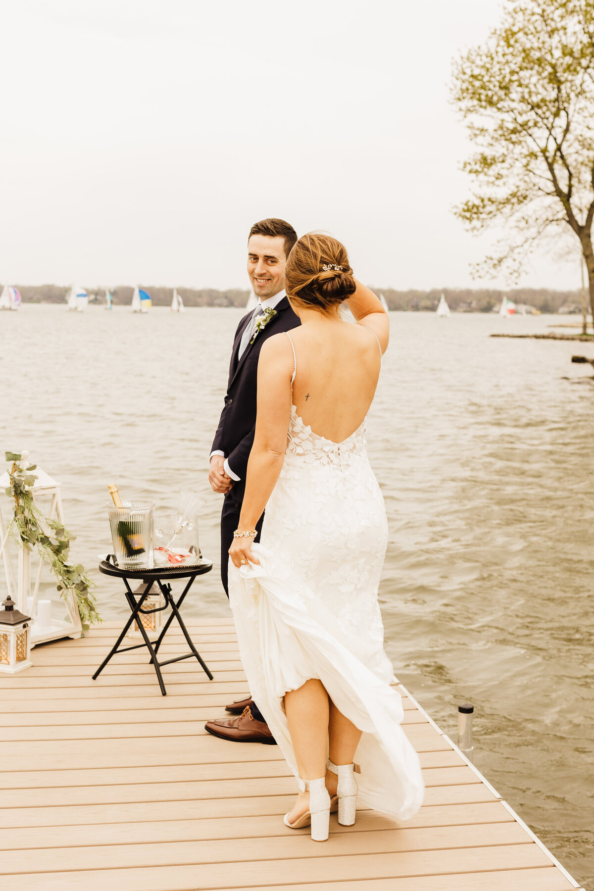 Bride seeing her groom for the first time