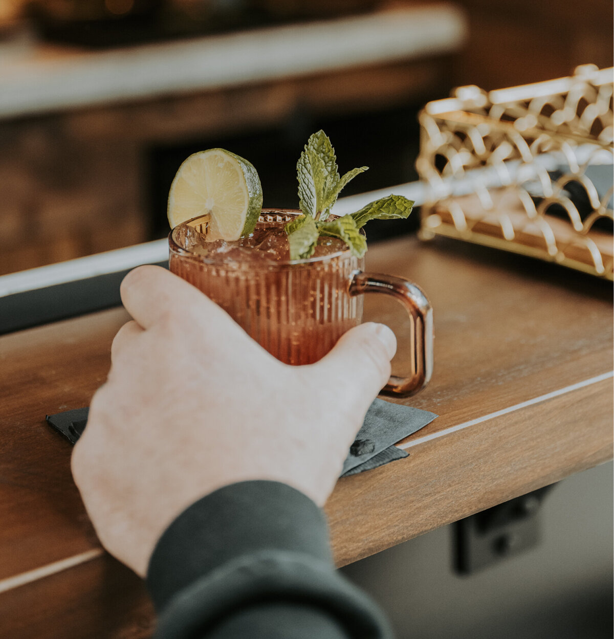 Beautiful Mocktail with a lime and mint garnish