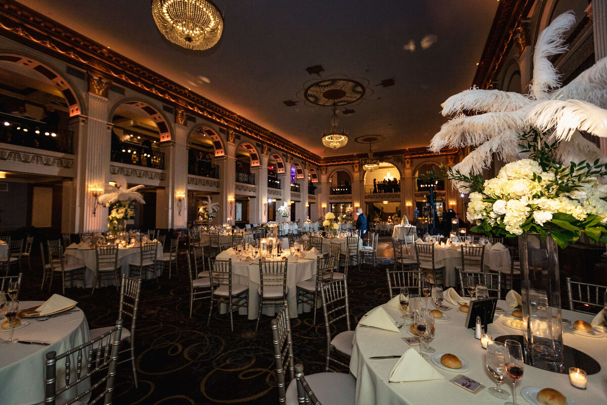 Wedding Reception Elegant Ballroom Feather Centerpieces
