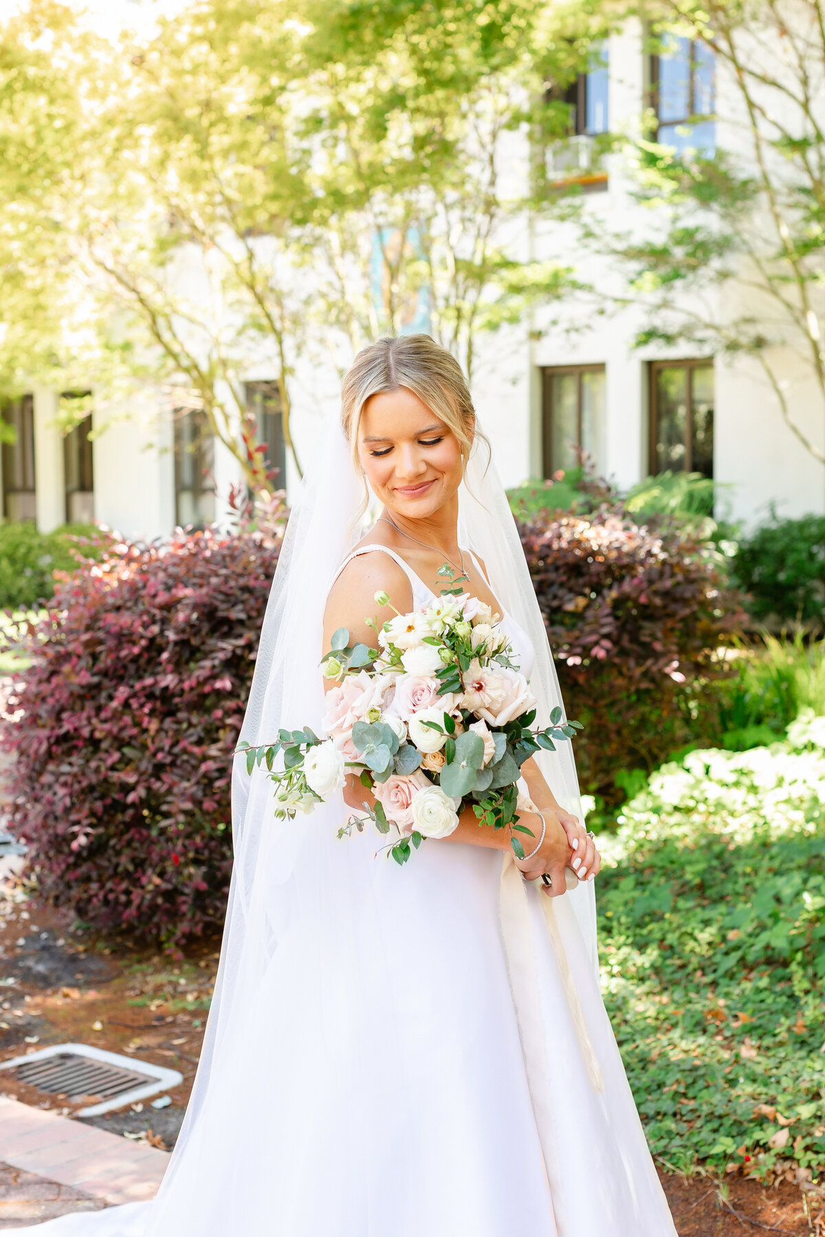 Beautiful bride in a beautiful garden