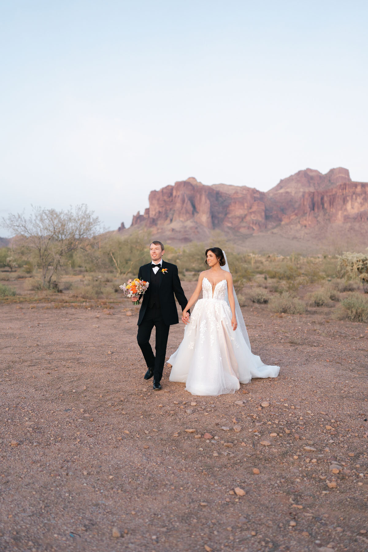 The Paseo Phoenix Arizona wedding photo with saguaro silhouettes