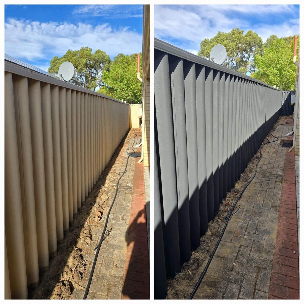 Clean and professional repaint of an exterior garden fence by New-Style Painting Service, enhancing street appeal.
