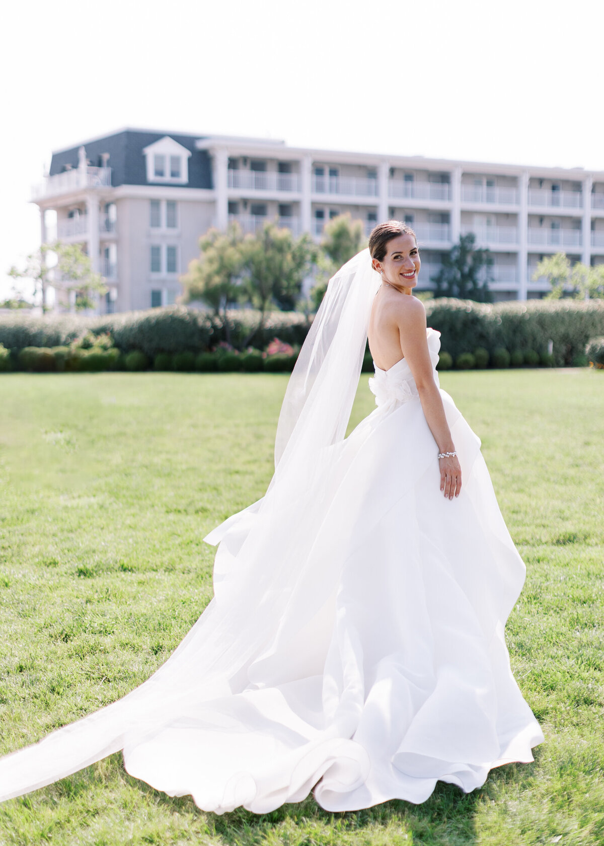 Bride portrait on the lawn of Congress Hall in Cape May