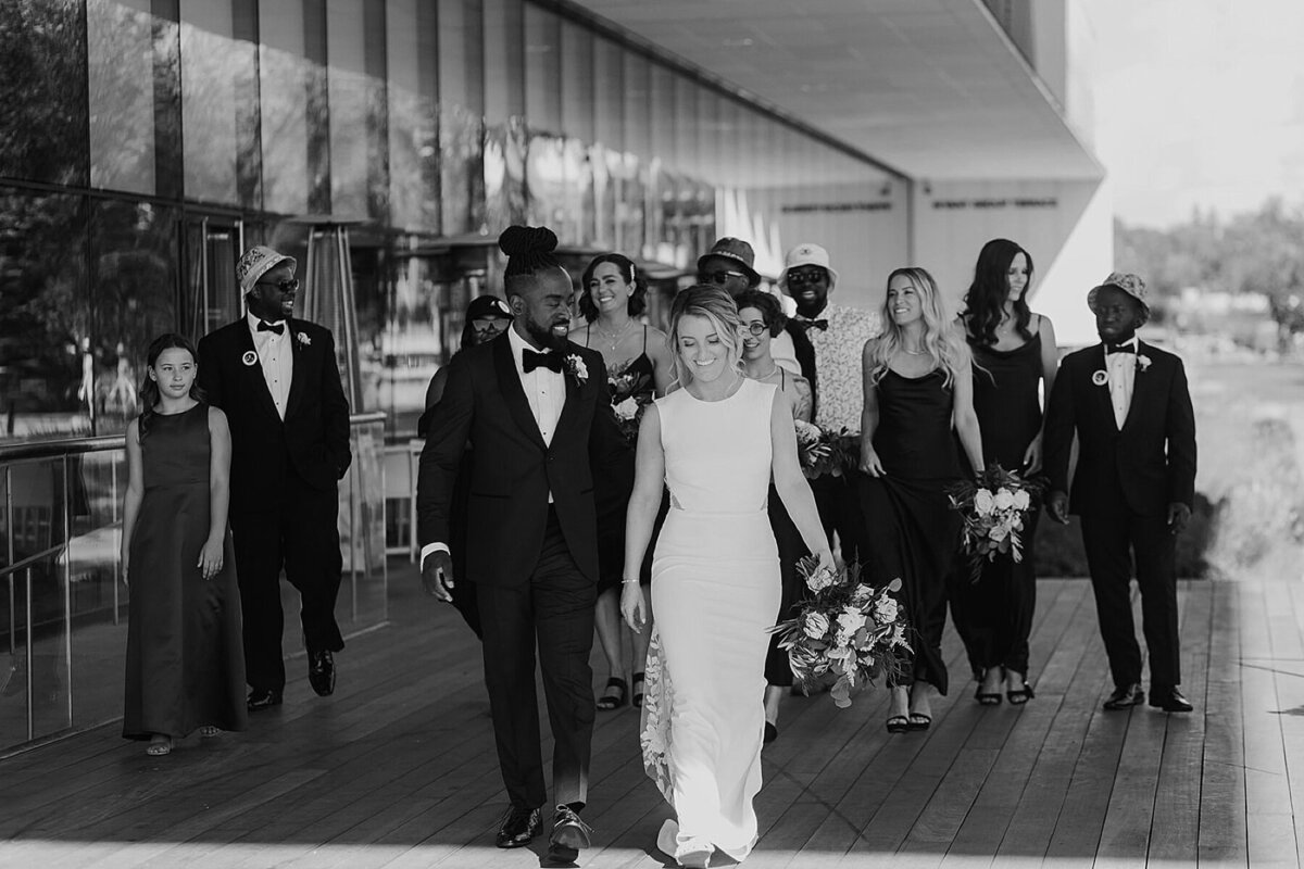 A couple and their wedding party in Saskatoon, Saskatchewan