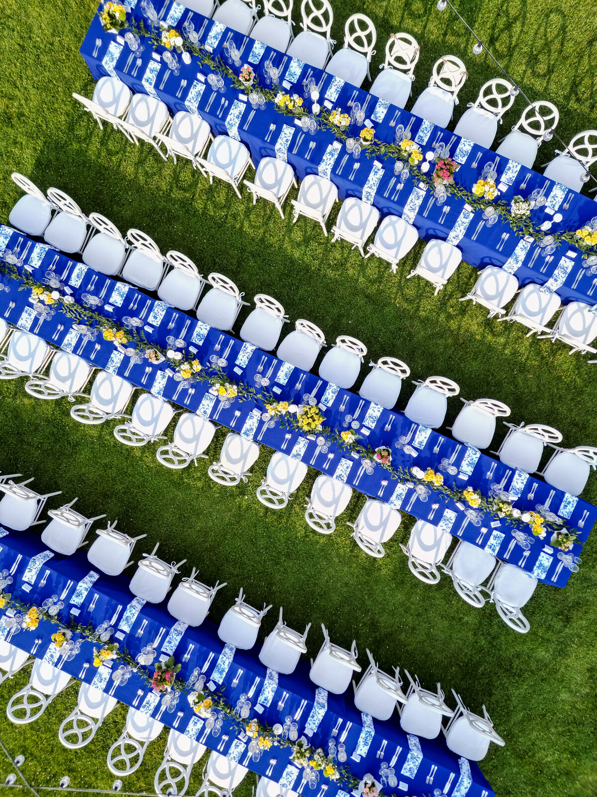 Rehearsal Dinner Tablescape ariel view at Waintwright House