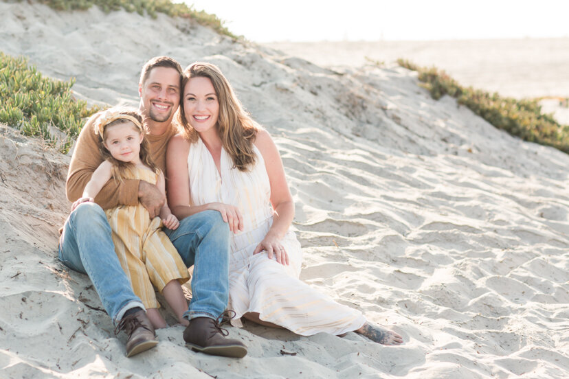 family-of-four-sitting-on-Coronado-beach-san-diego