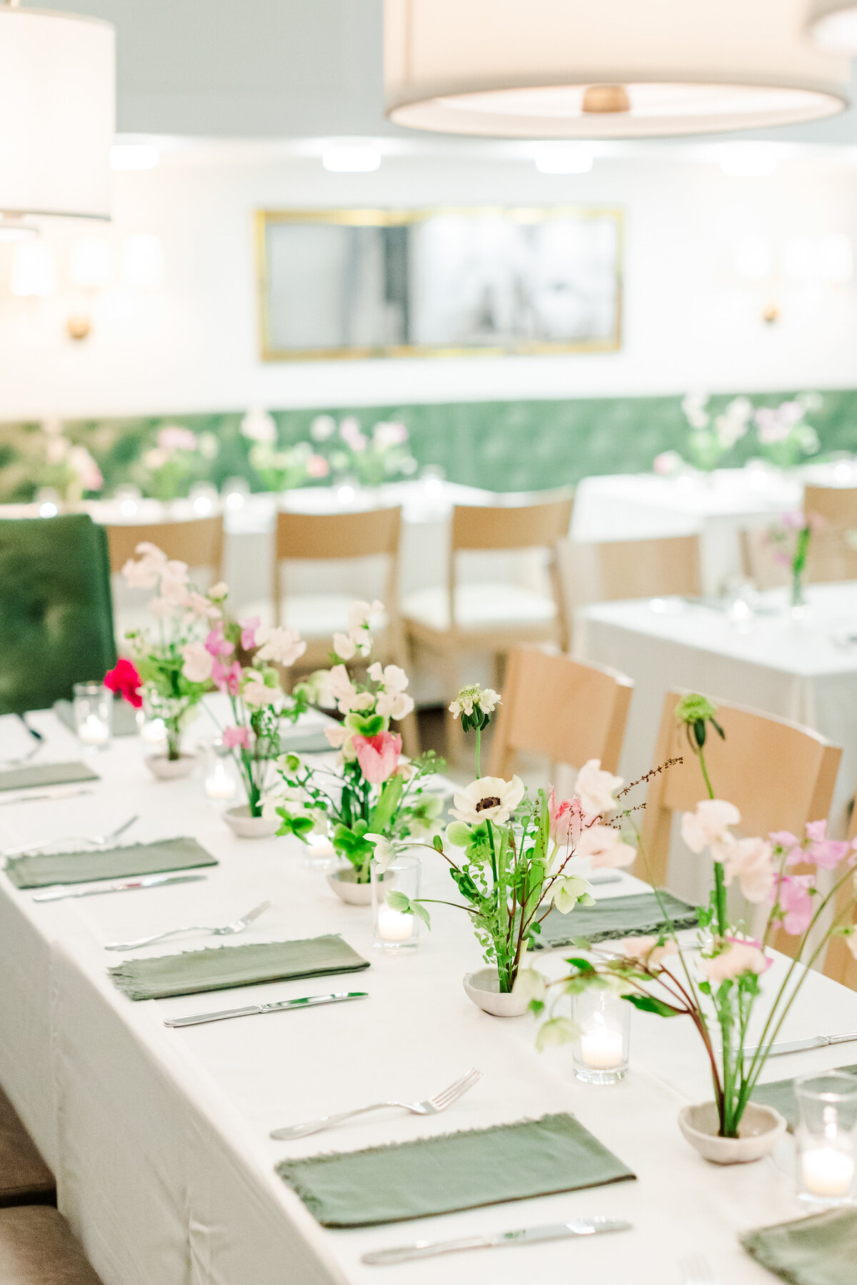 pink and green themed rehearsal dinner details