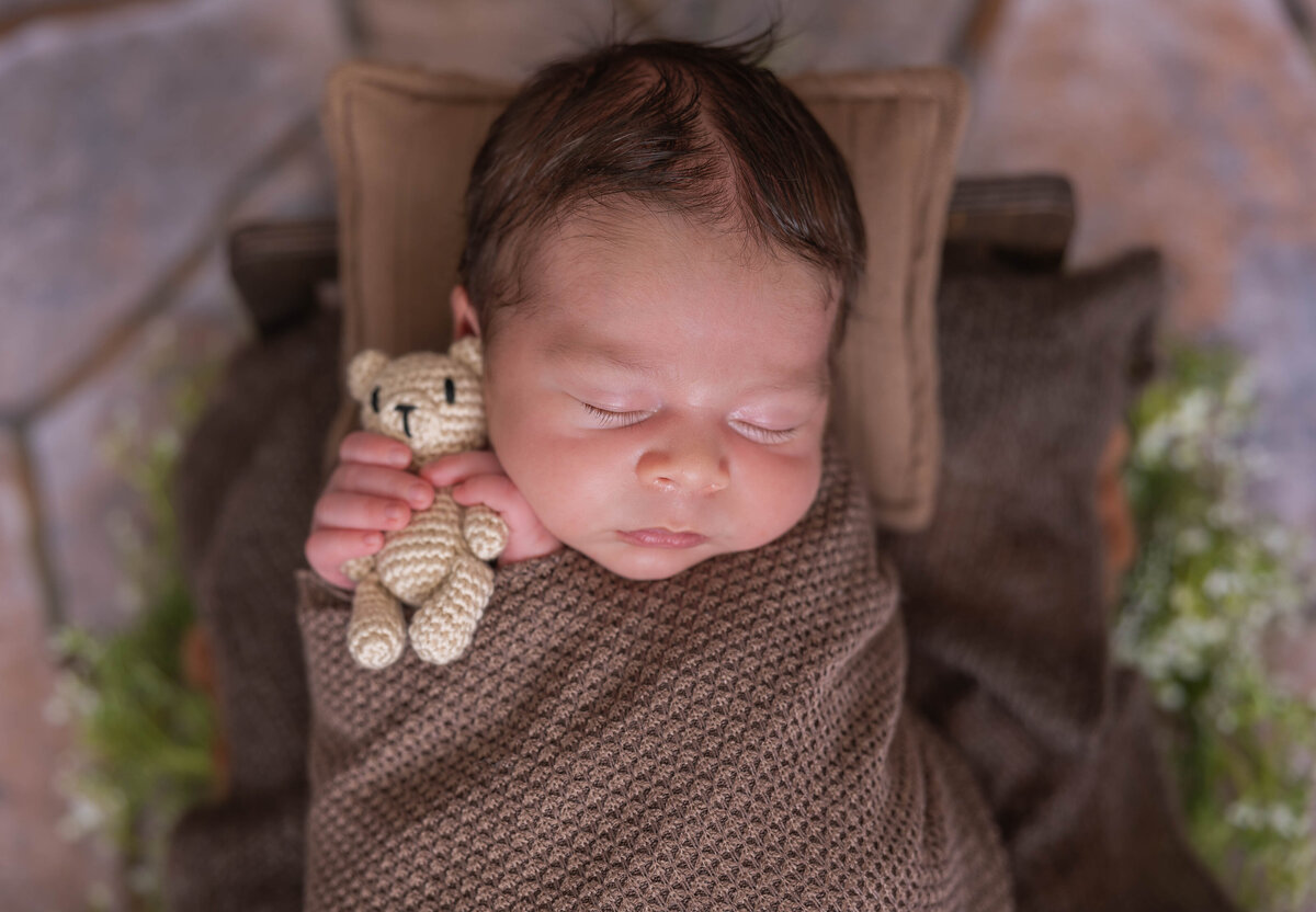 Baby Holding Teddy Adorable Lifestyle Newborn Photography Lancaster Pennsylvania