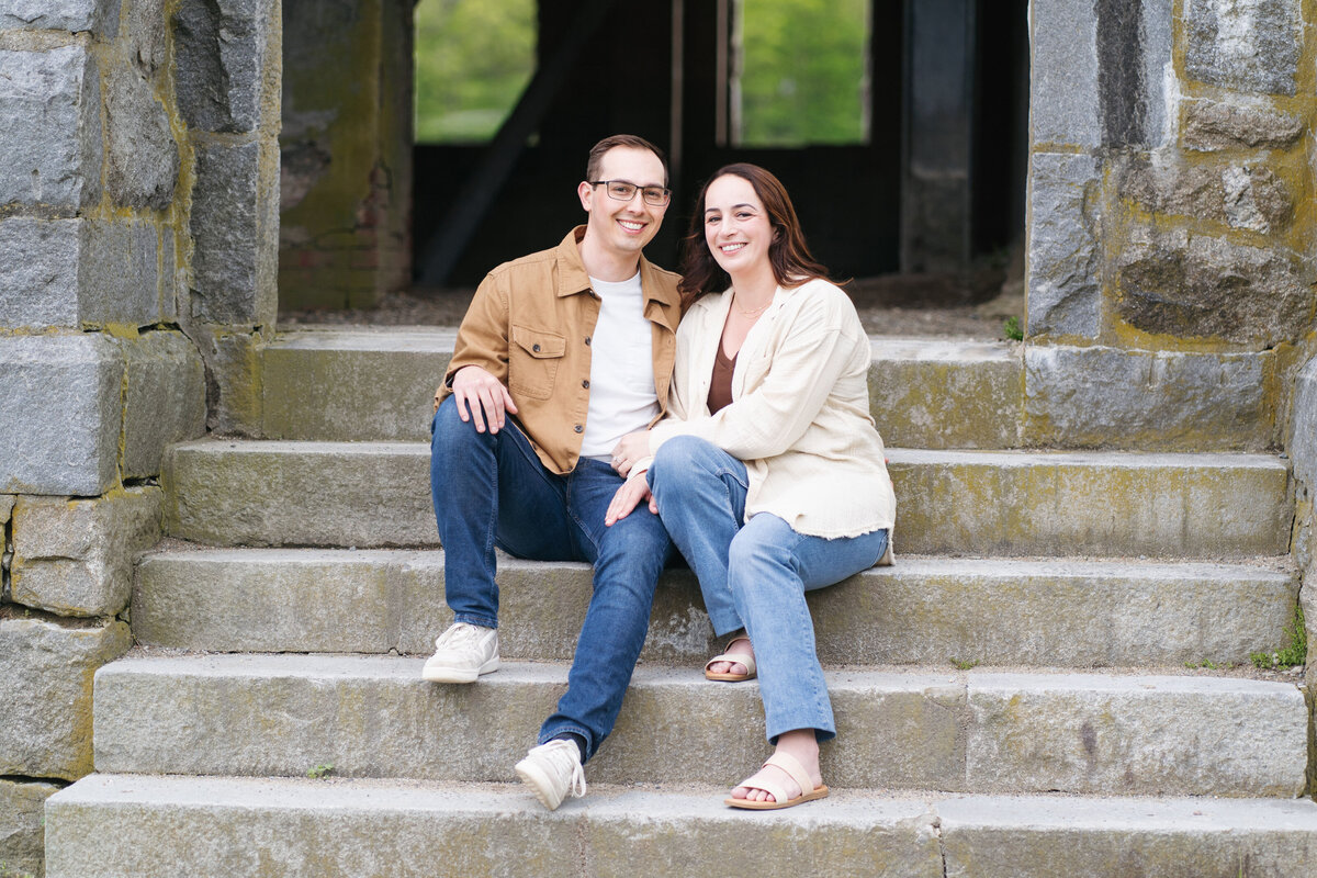 Timeless engagement photos at the historic Old Stone Church in Boylston, MA. Capture your love with a stunning scenic and rustic backdrop.
