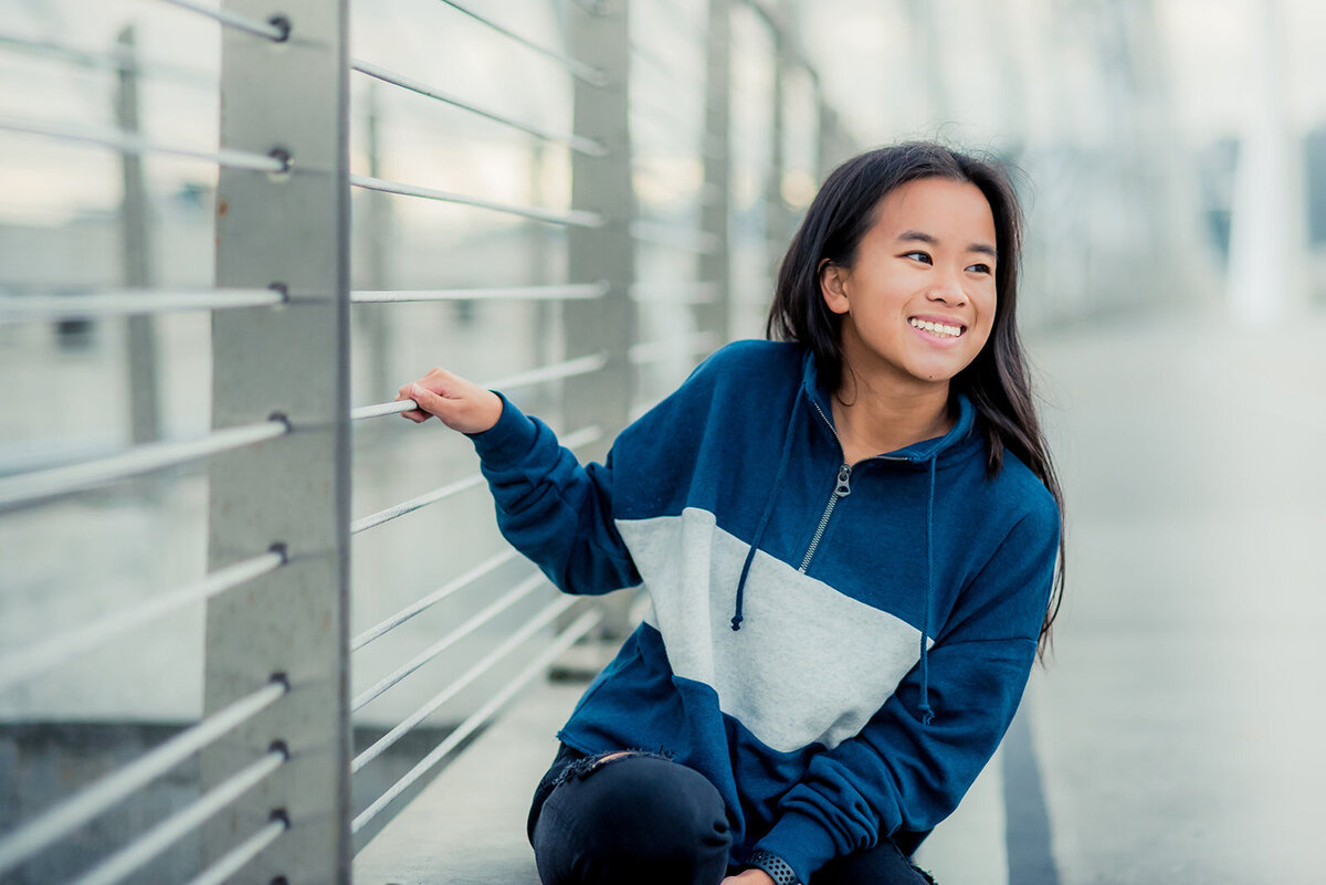 senior girl on bridge