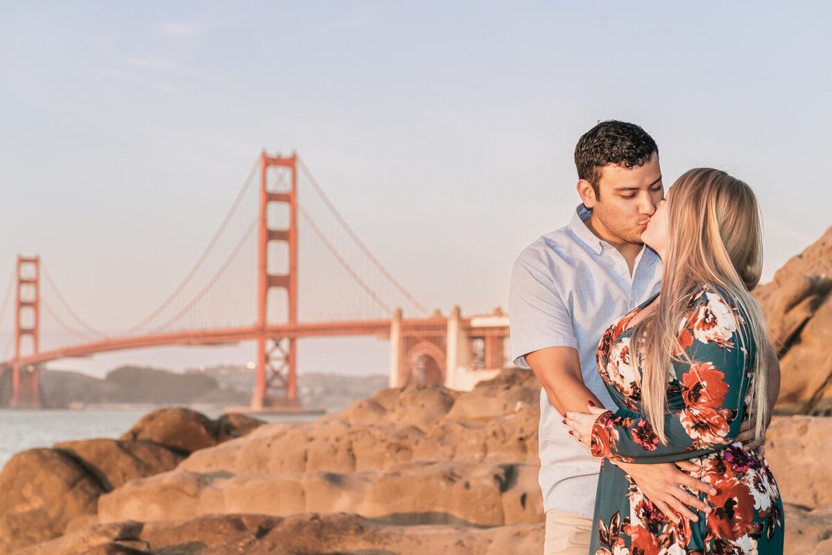 Engagement session at the sunset, Baker Beach, San Francisco