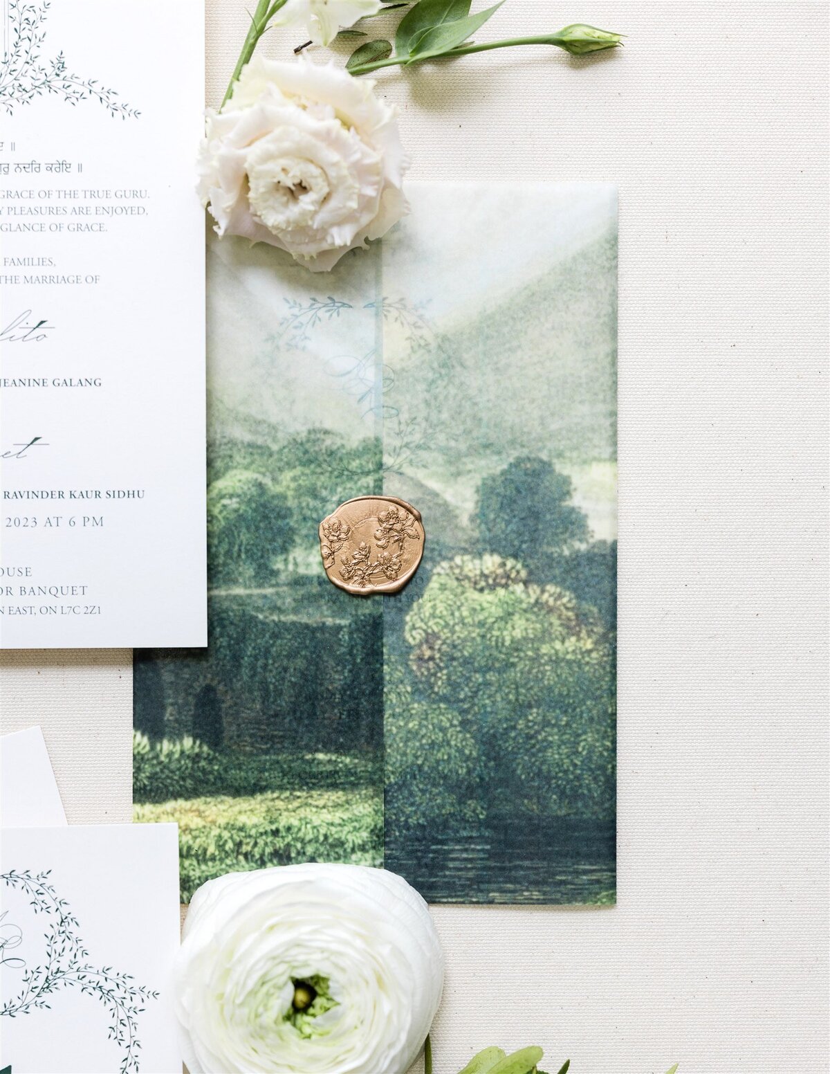 Greenery inspired Ivory wedding invitation 3