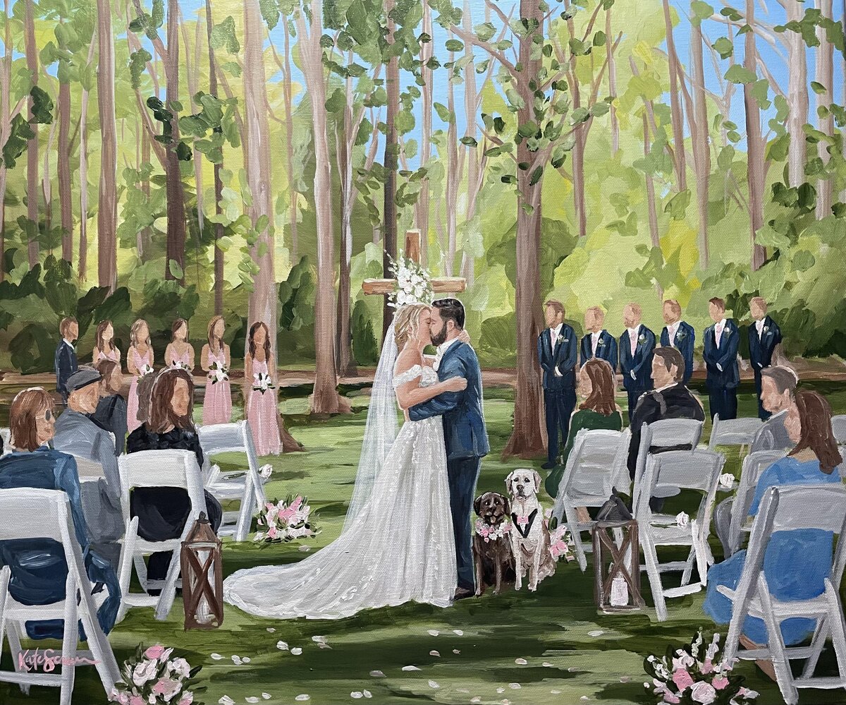 painting of bride and groom