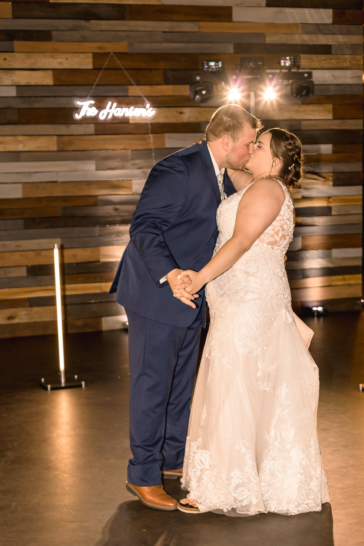 Bride and groom first dance at wedding reception at Crooked Willow in Osakis MN
