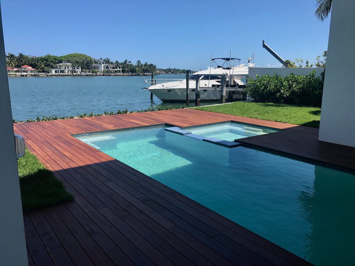 Swimming pool and spa with a view