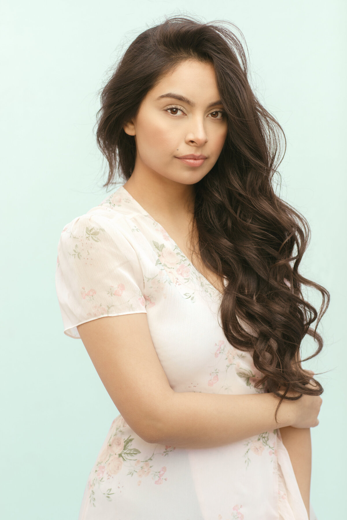 Portrait Photo Of Young Woman In Floral Dress Los Angeles