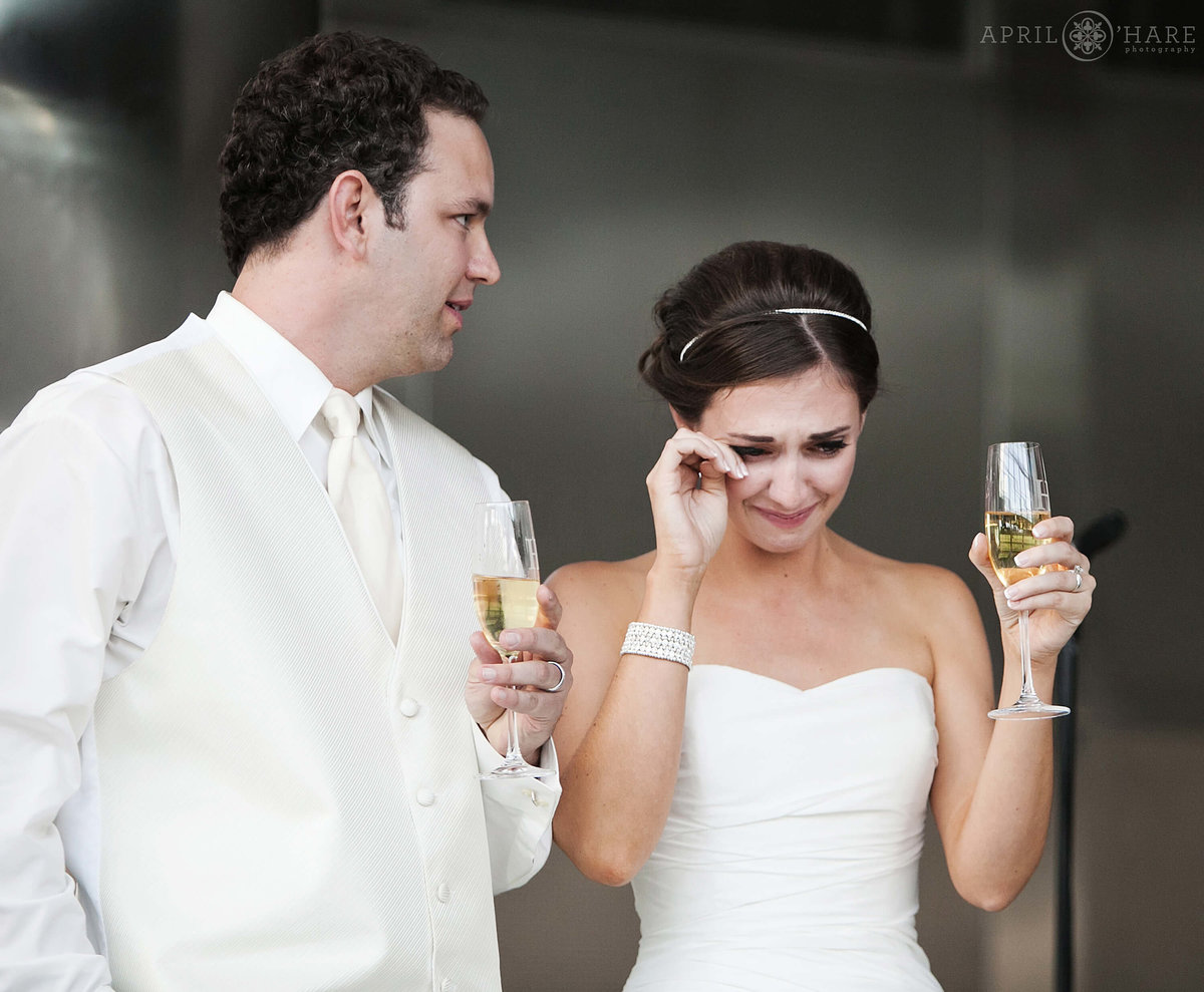 Emotional wedding photography at Cable Center University of Denver in Colorado