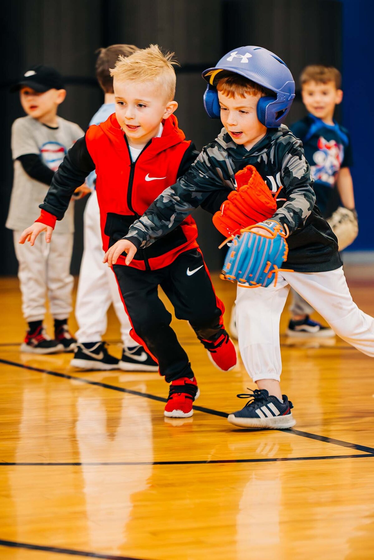 Little boys at tee ball practice