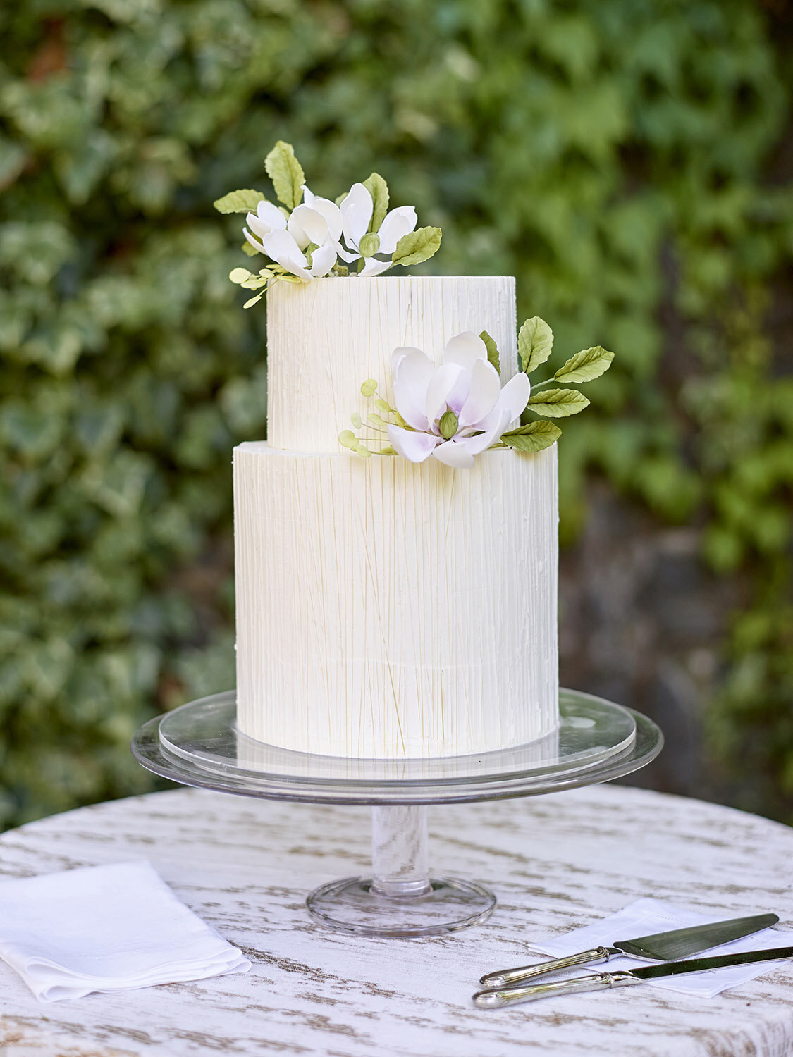 annadel-estate-elegant-sonoma-winery-wedding-simple-white-wedding-cake-large-base-2-tier