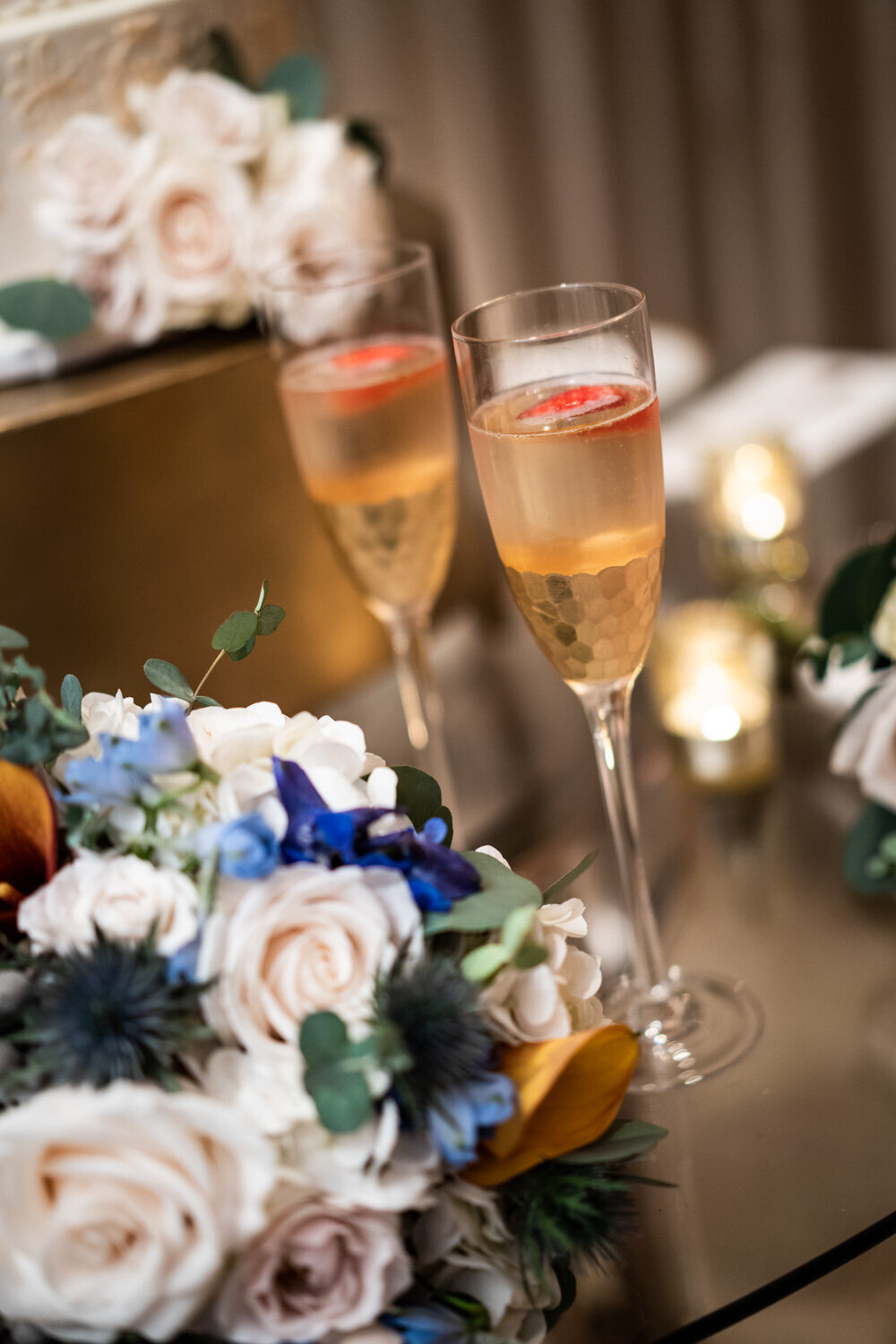 Champagne with strawberries