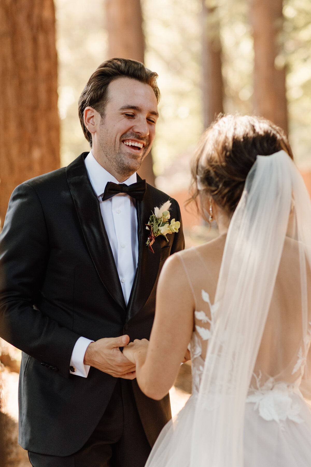 groom seeing bride for first time on wedding day