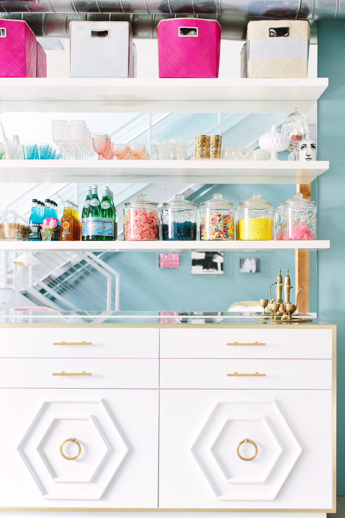 Candy bar shelf styling