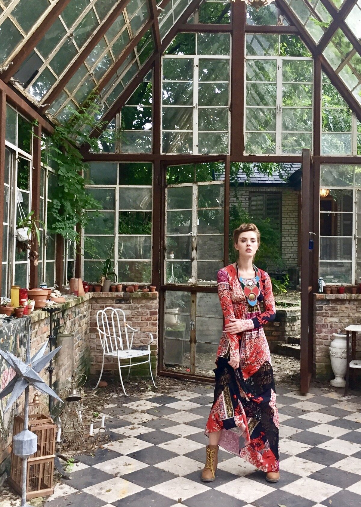 Editorial-fashion-model-dress-greenhouse