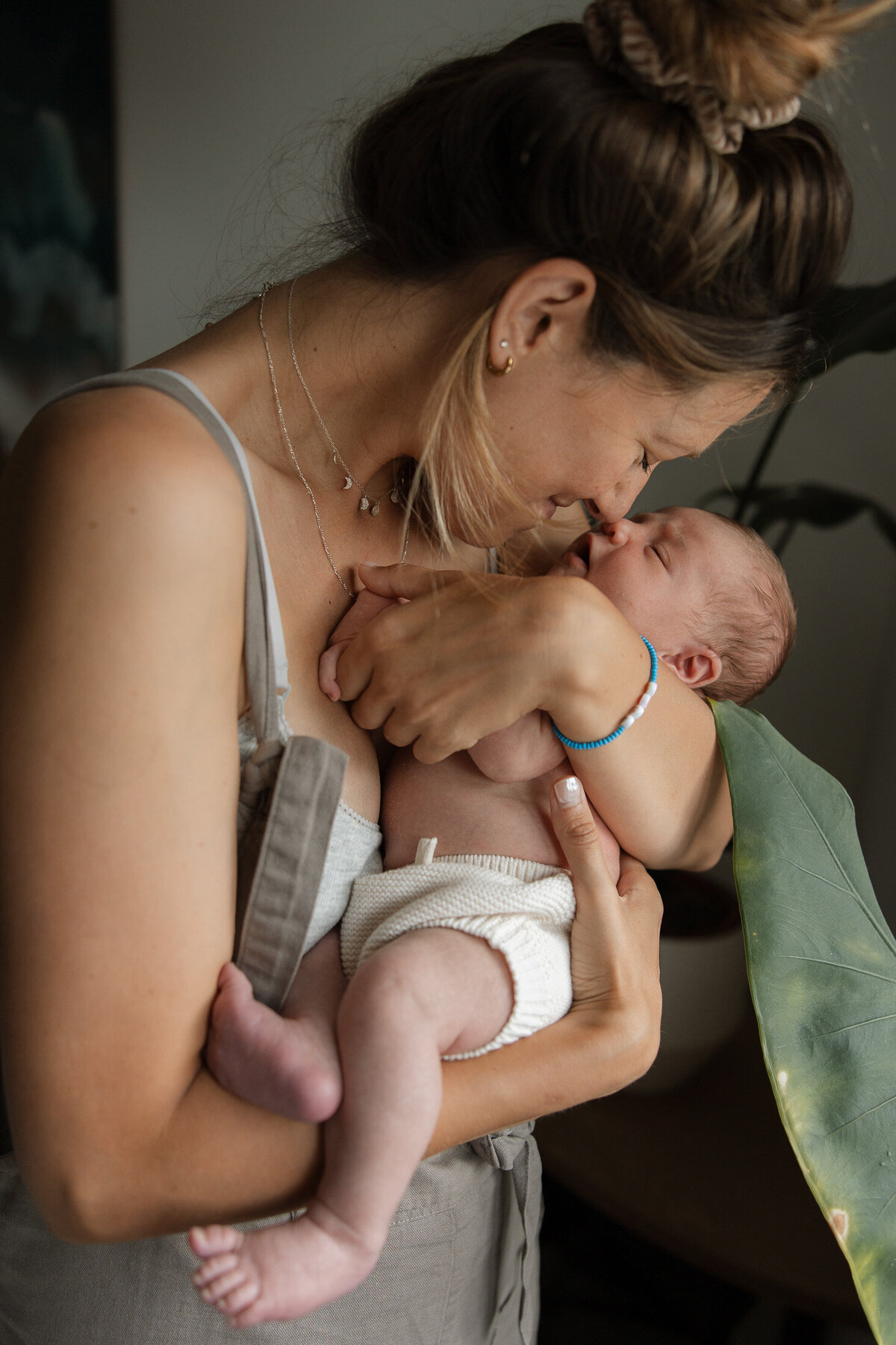 newborn babywith mother portrait