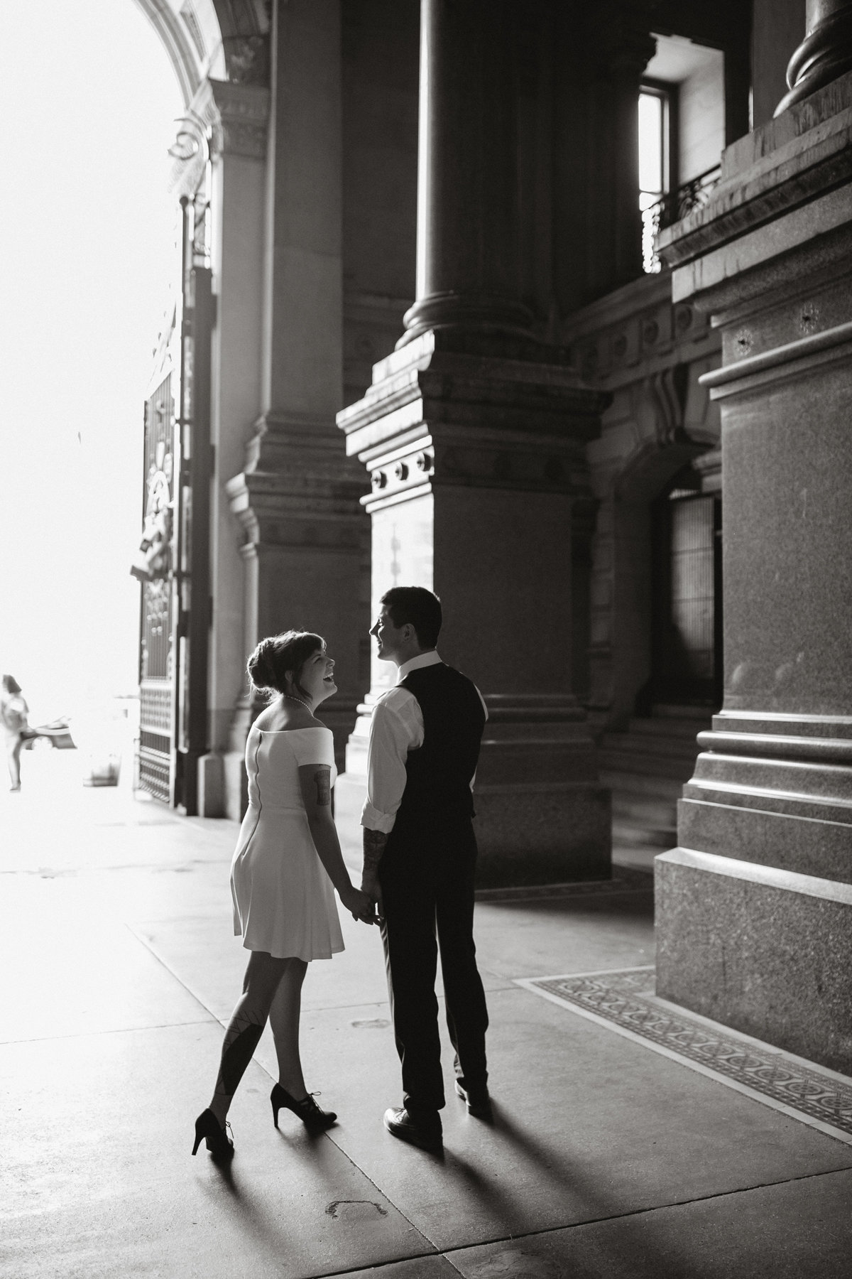 Bride and groom after their Philadelphia City Hall elopement wedding.