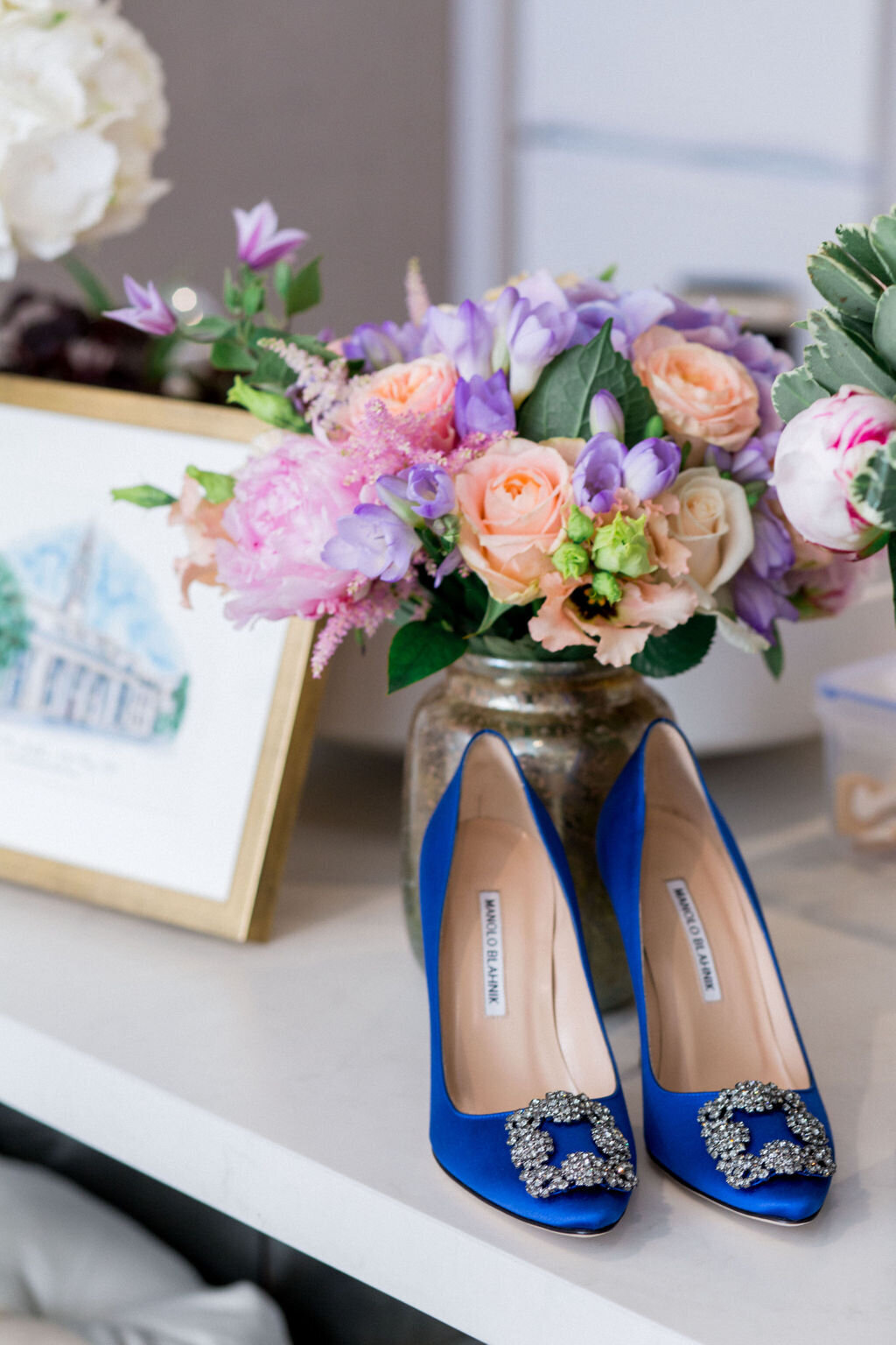 A pair of blue Manolo blahnik