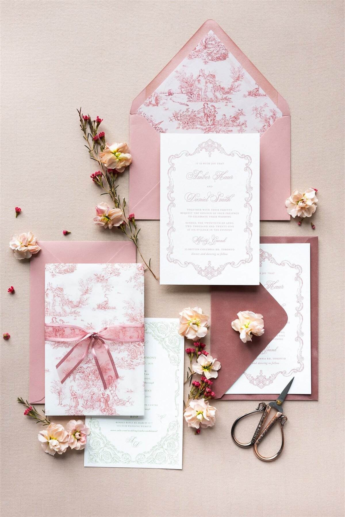 G Designers Letterpress Blush Wedding Invitation 1