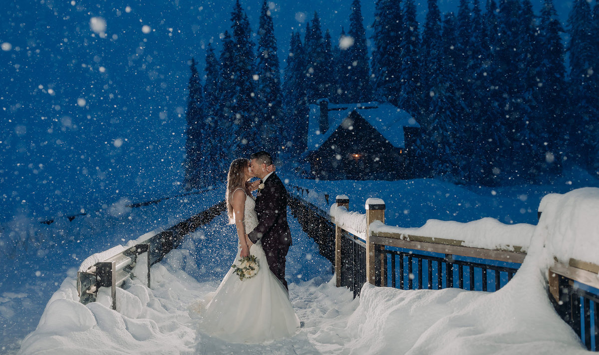 emerald lake lodge winter wedding snowstorm