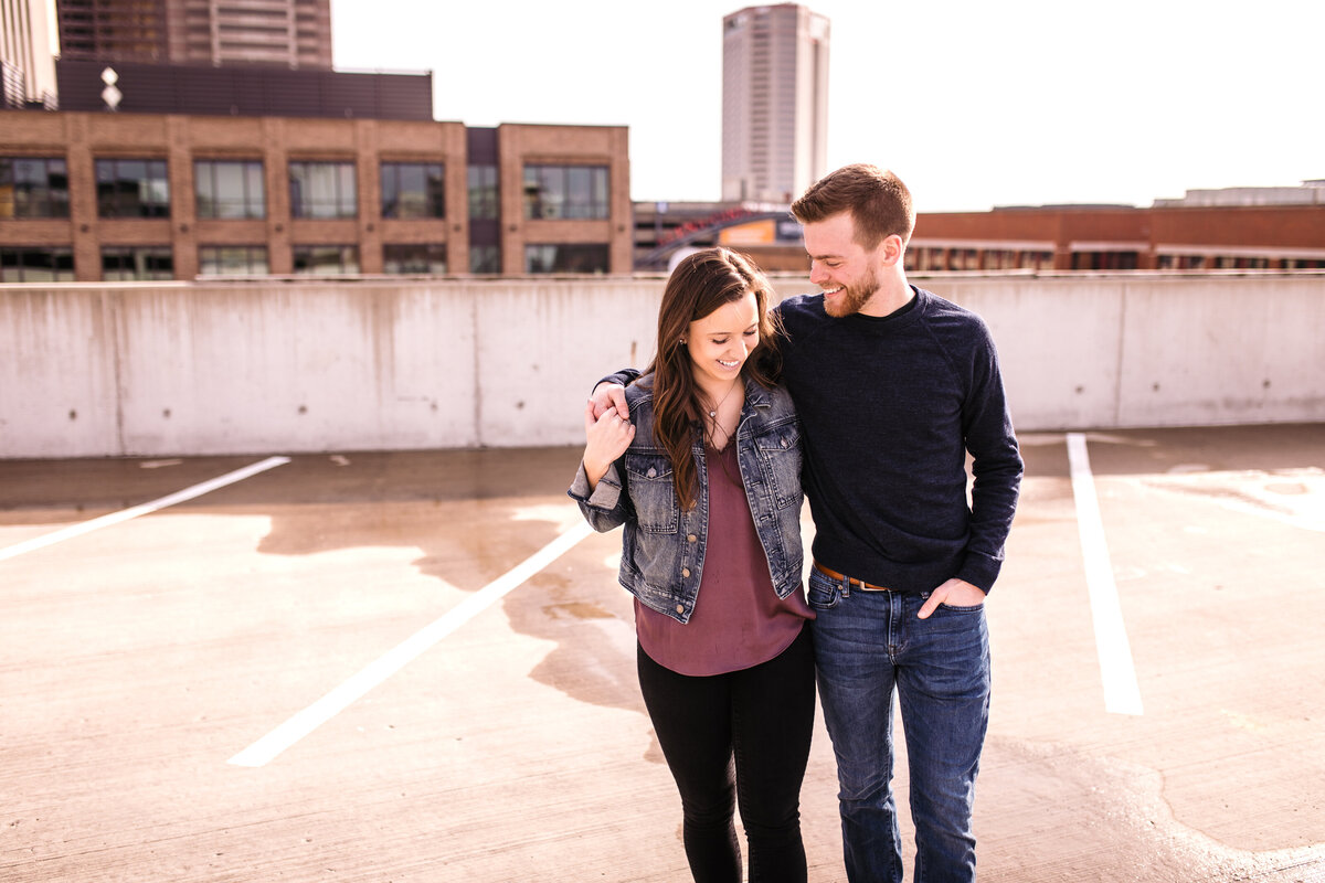 Rooftop Skyline Engagement Session  Indiana
