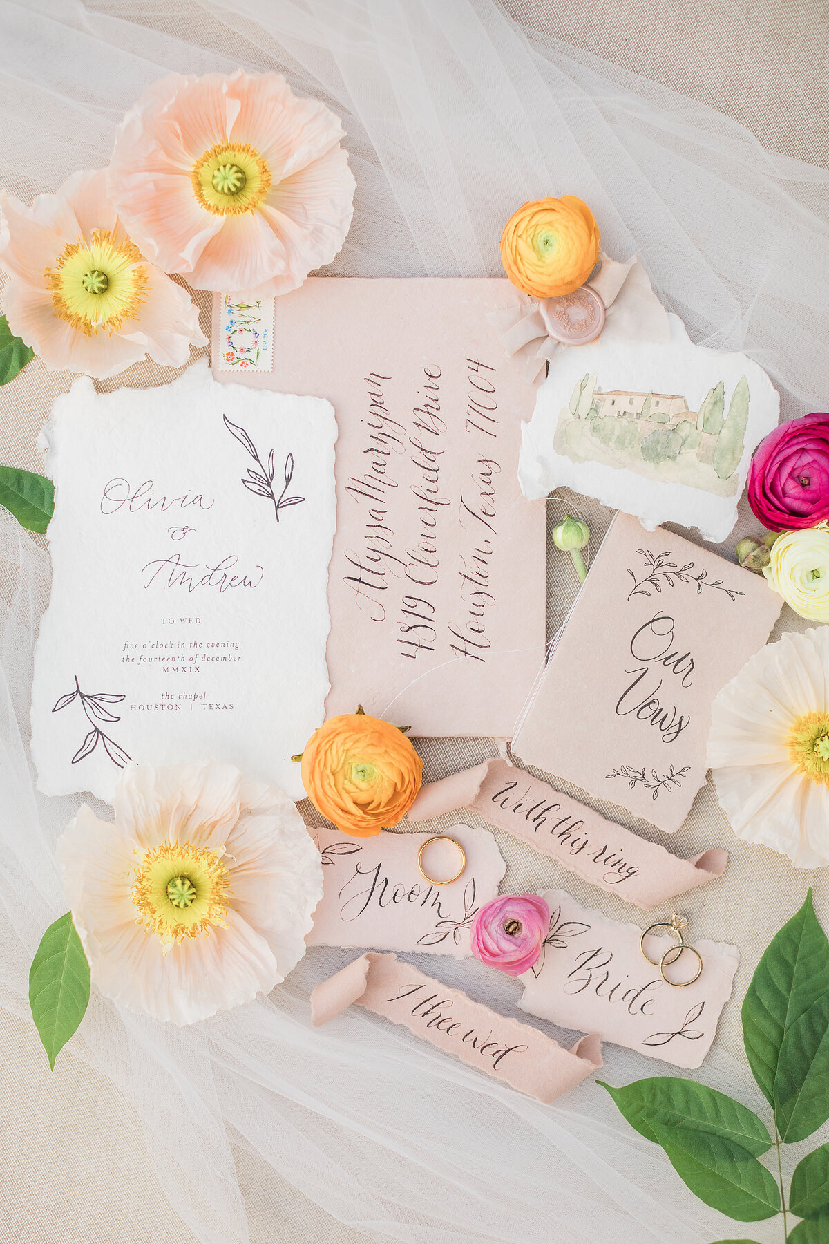 Wedding Stationery detail photography in Texas