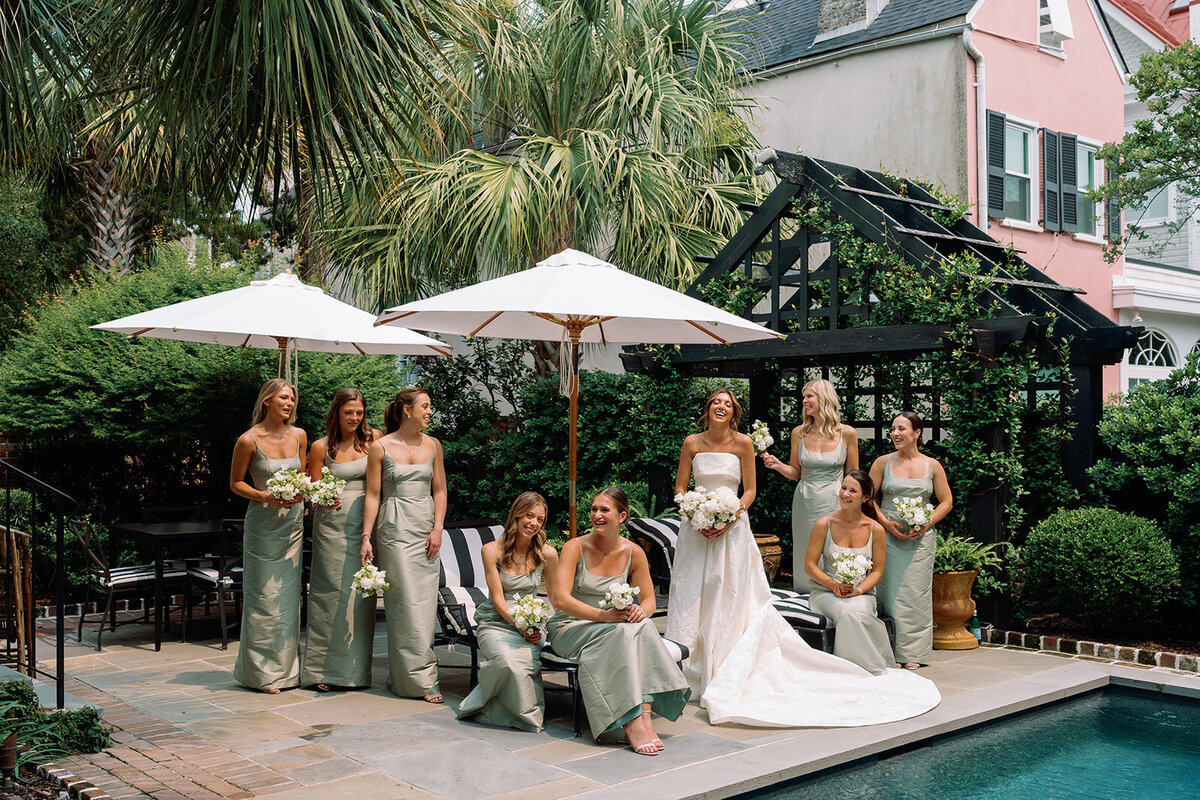 Charleston Wedding bridesmaids in garden by Sarah Bradshaw