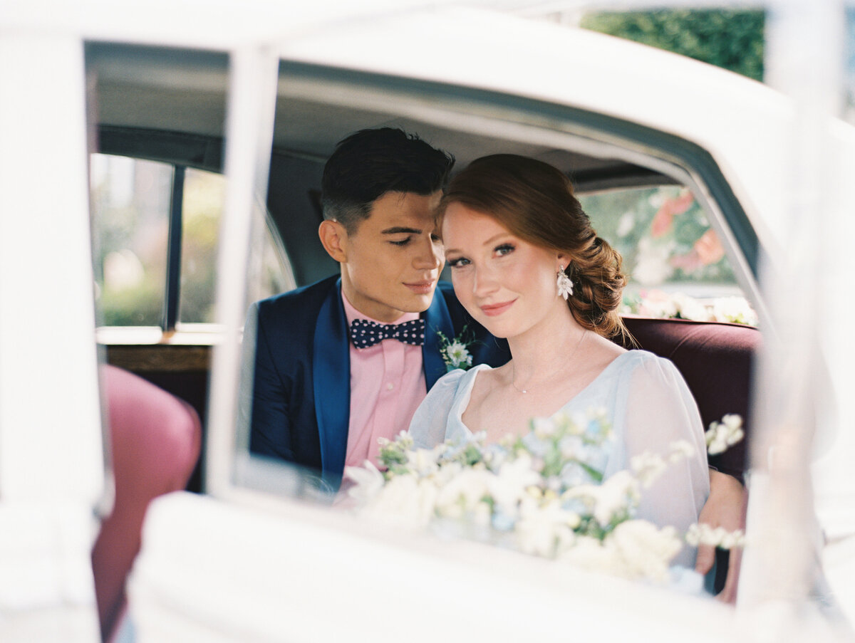 Bride and Groom in Bentley