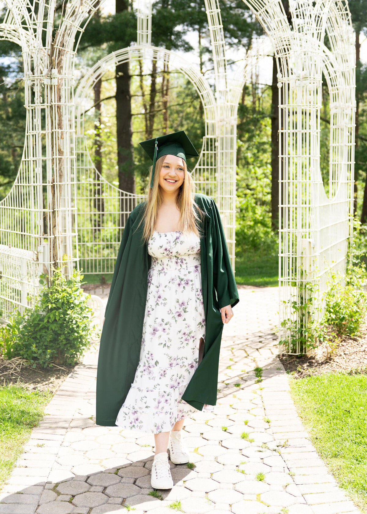 cap and gown session for high school senior Akron 