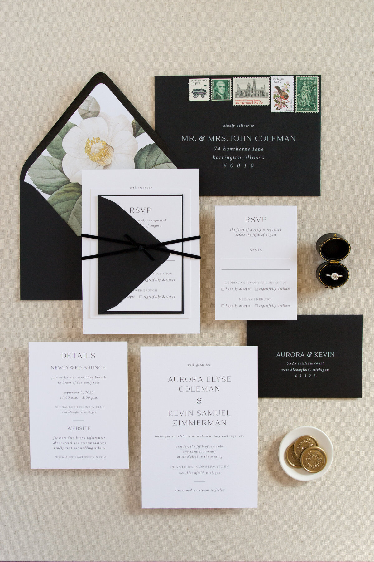 Kelly McDevitt Design Modern Botanical Wedding Invite
