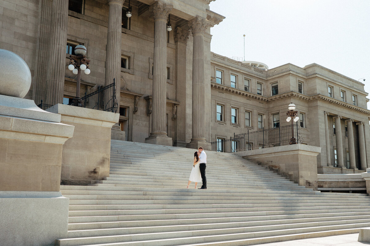 Couple during golden hour engagement shoot in Boise, Idaho wedding/elopement - photographed by The Storytellers