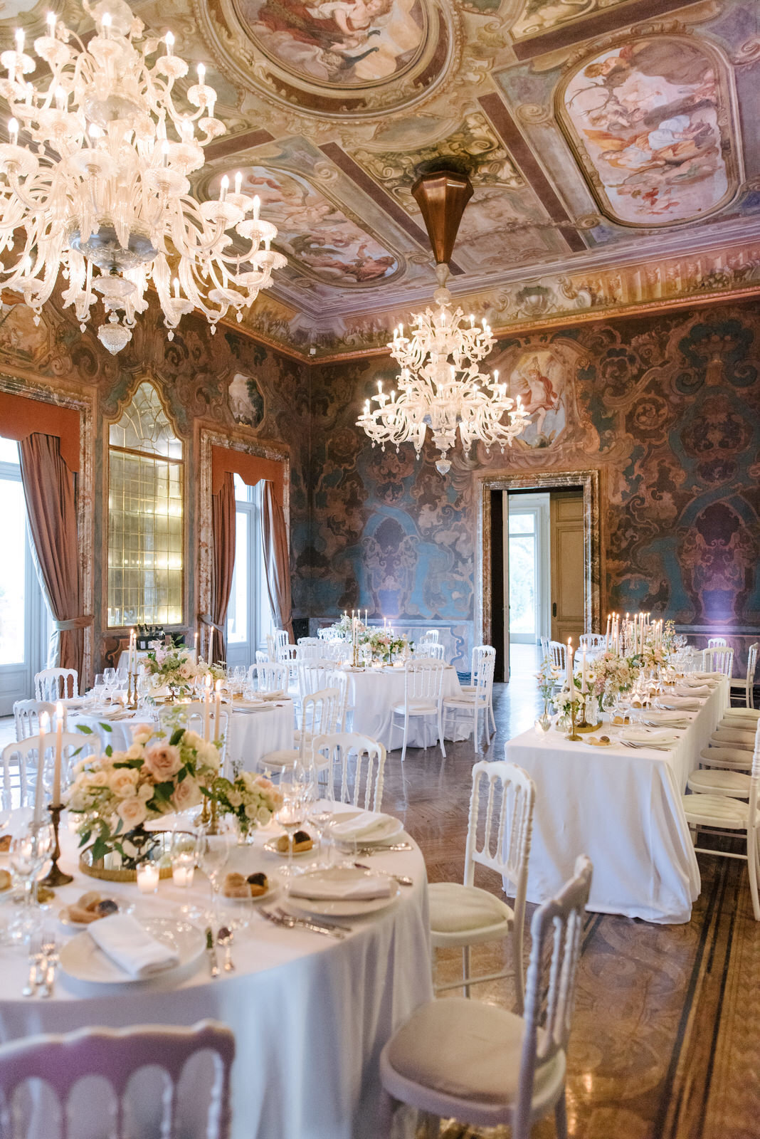 Luxury and romantic wedding reception , lake como villa erba
