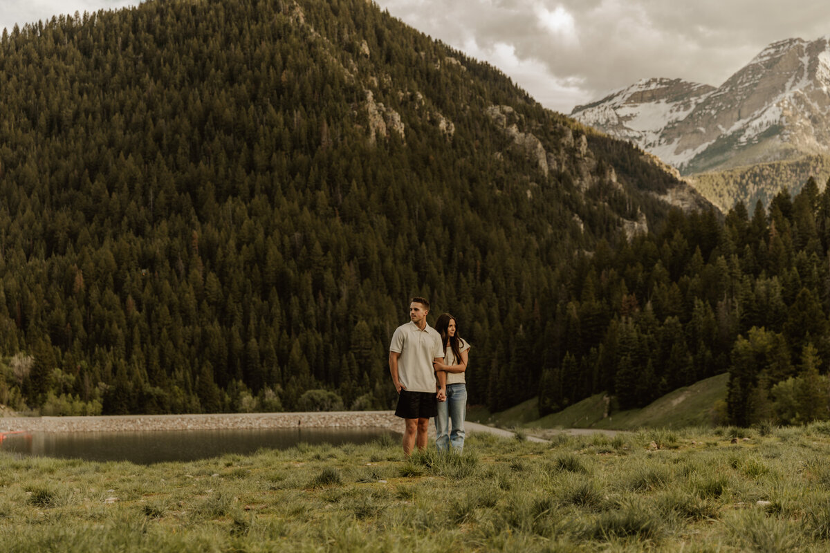 Utah couple looking at the mountains taken by a MN Travel Photographer 