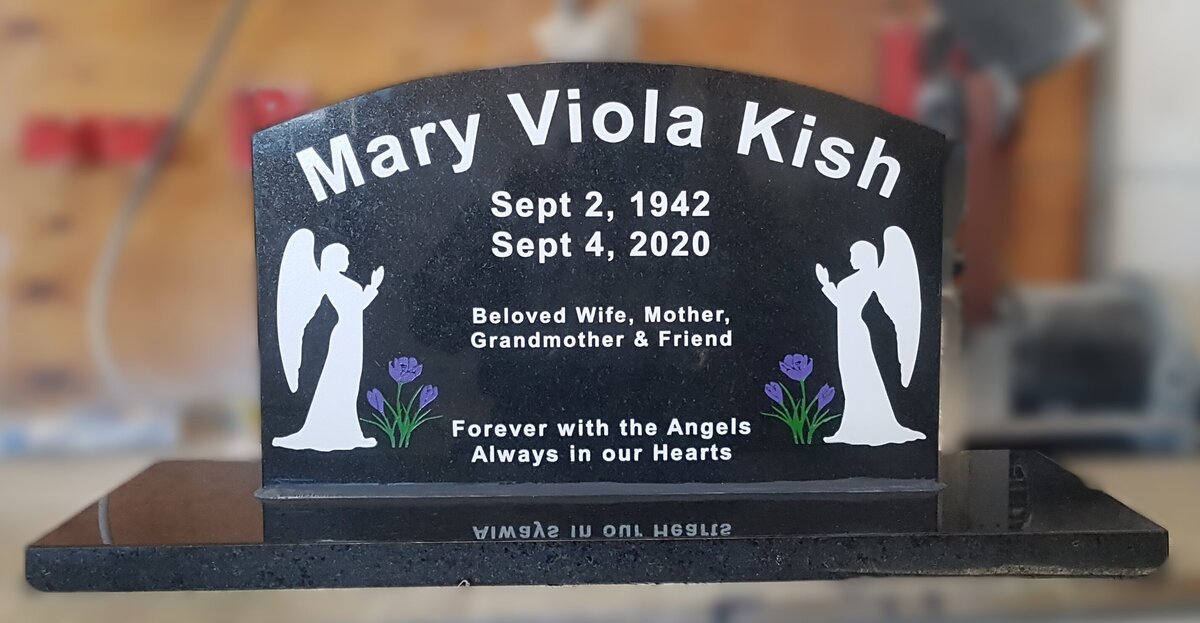 headstone with angels custom sk