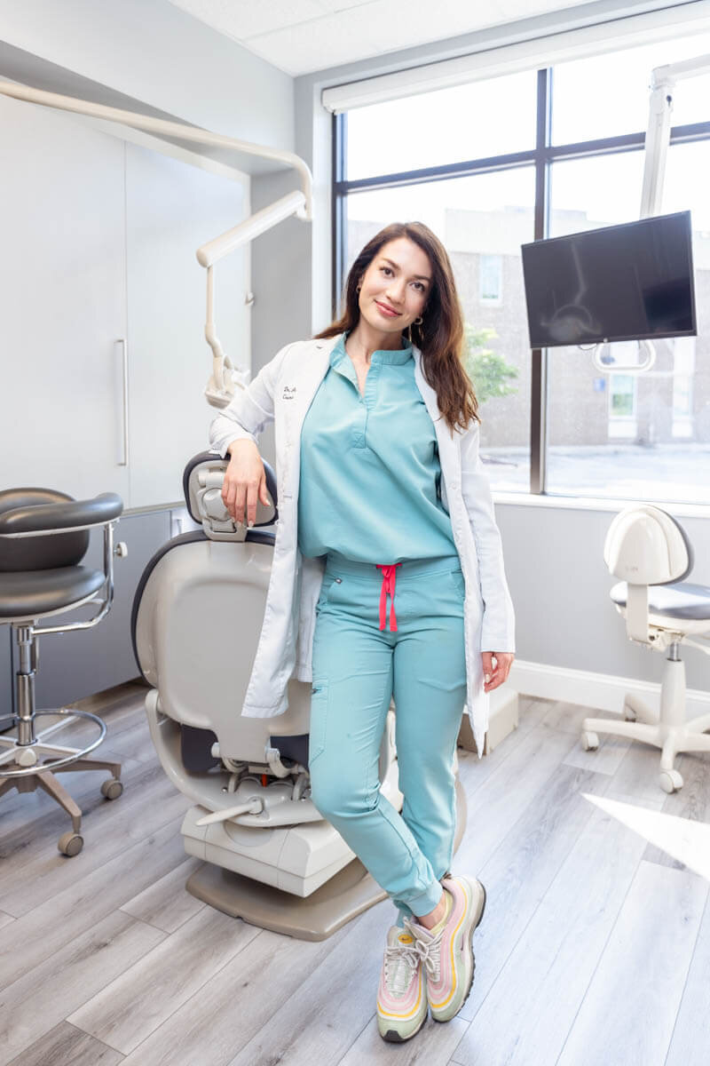medical beauty injector is in office located in baltimore for a personal branding photoshoot