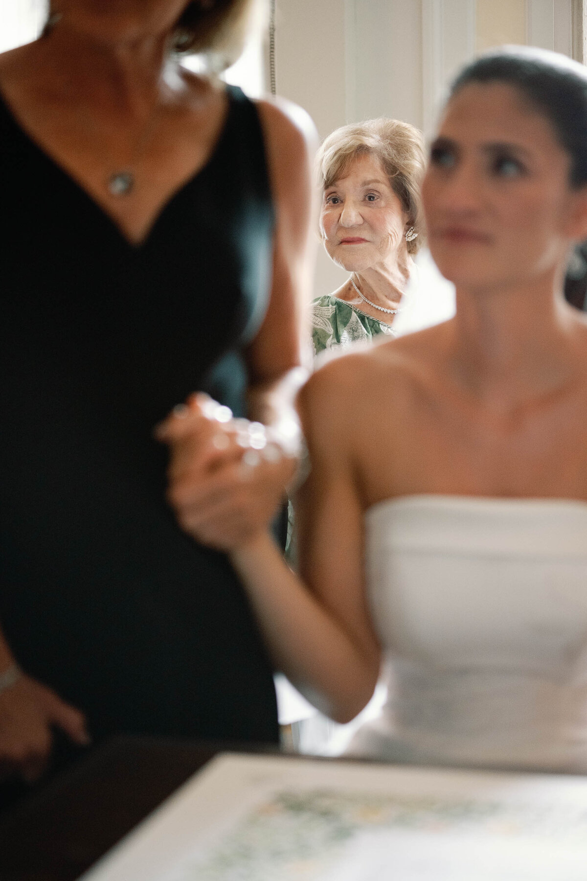 grandma looks at bride