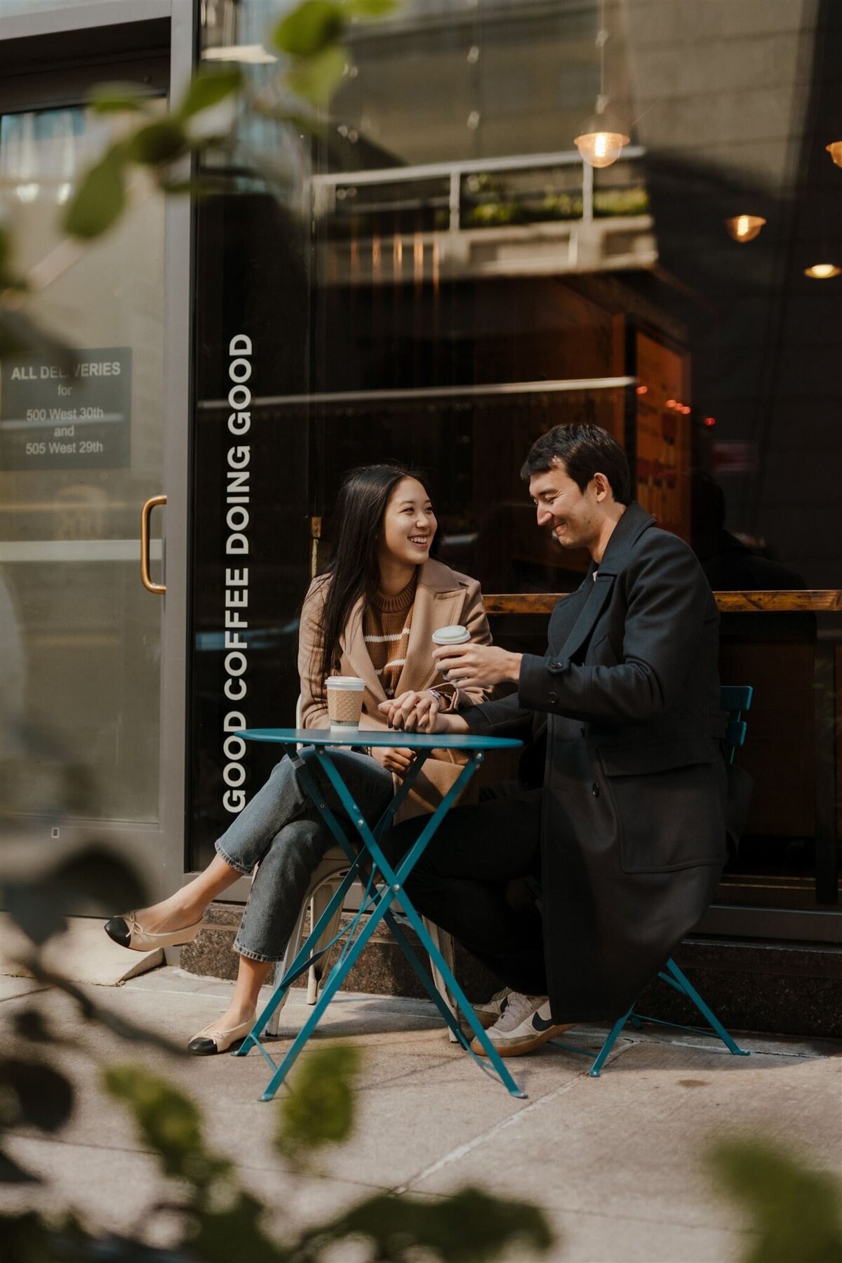 coffee shop engagement photos