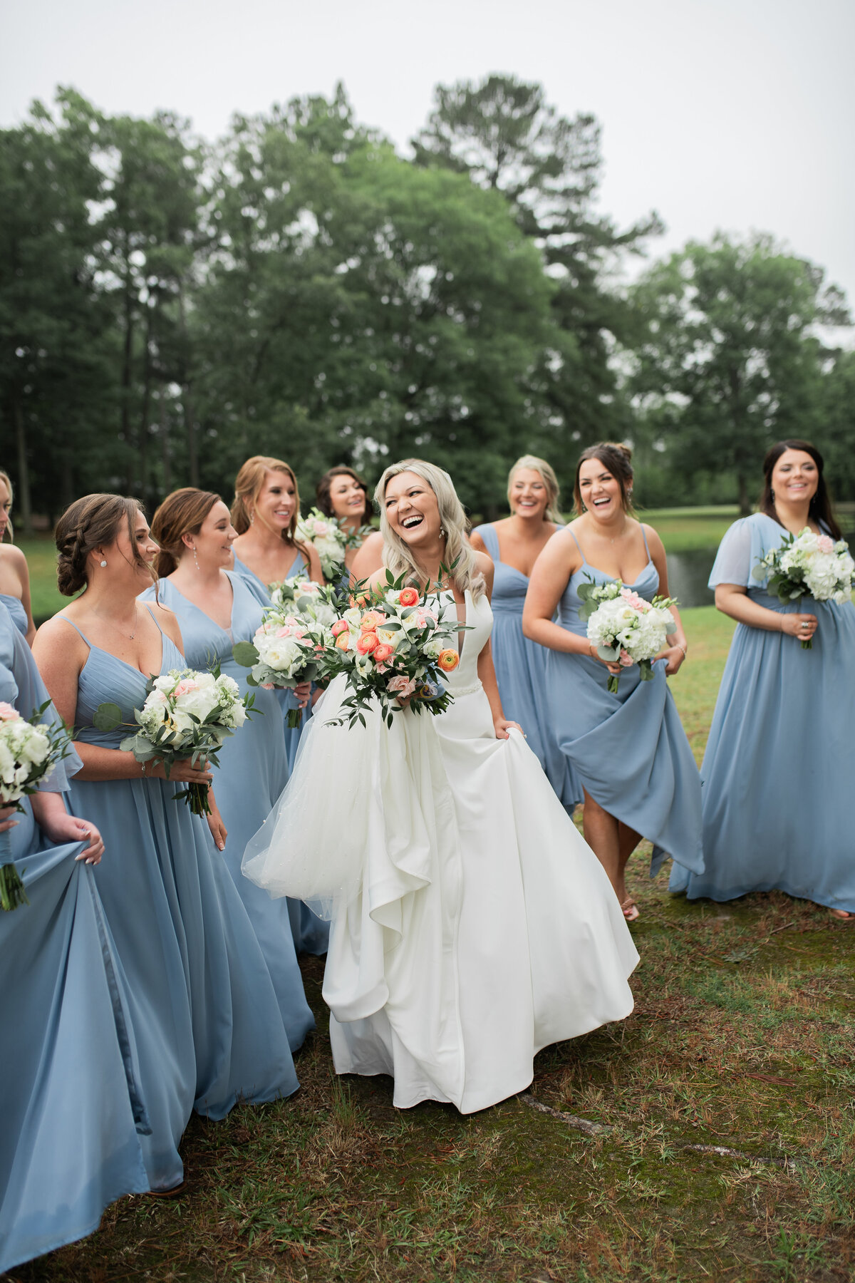 dusty blue wedding party