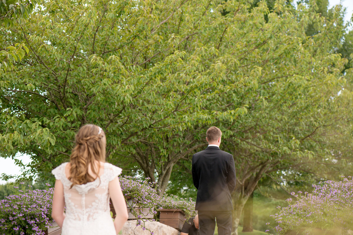 before the first look photo at Willow Creek Golf and Country Club wedding